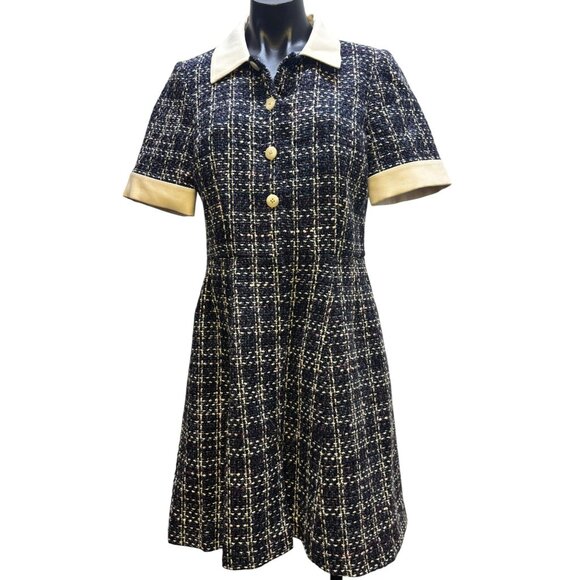 Gal Meets Glam Collection Dress Blue Short Sleeve Button-Down 8 - Picture 1 of 6